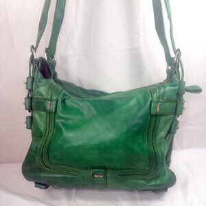 Tulah Ray Green Leather Xtra Large Leather bag crossbody or shoulder  bag tote